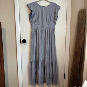 Cynthia Rowley Linen Blend Ruffle Tiered Maxi Dress